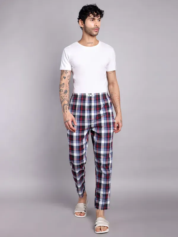 Men_S_Plaid_Pure_Cotton_Pajama_Pants_Navy_Blue_And_Red_Check_Pattern_Elas_More