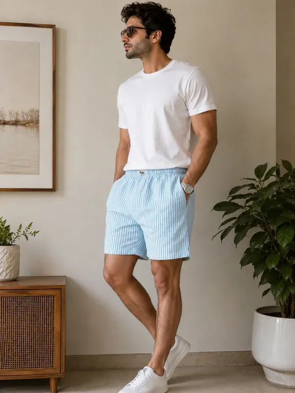 White_Mint_Striped_Modern_Relaxed_Boxer_Shorts_For_Men