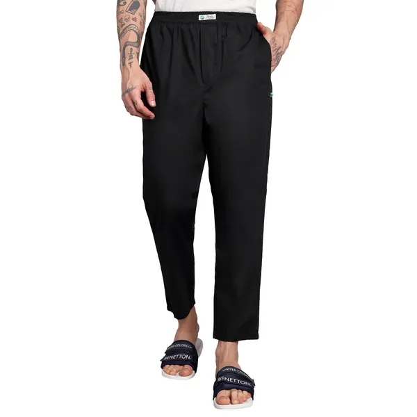 Men_S_Pure_Cotton_Pajama_Pants_Elastic_Waist_Black_Casual_Loungewear