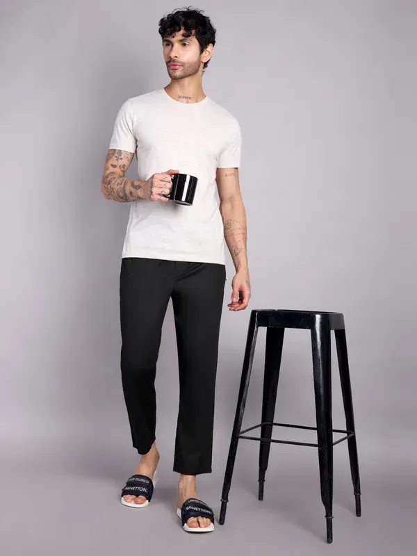 Men_S_Pure_Cotton_Pajama_Pants_Elastic_Waist_Black_Casual_Loungewear