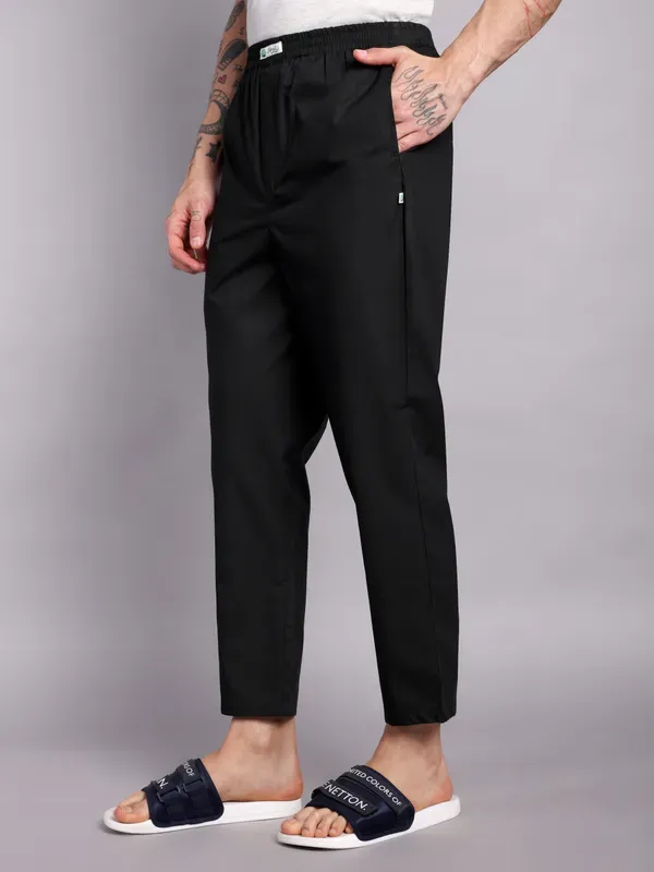 Men_S_Pure_Cotton_Pajama_Pants_Elastic_Waist_Black_Casual_Loungewear