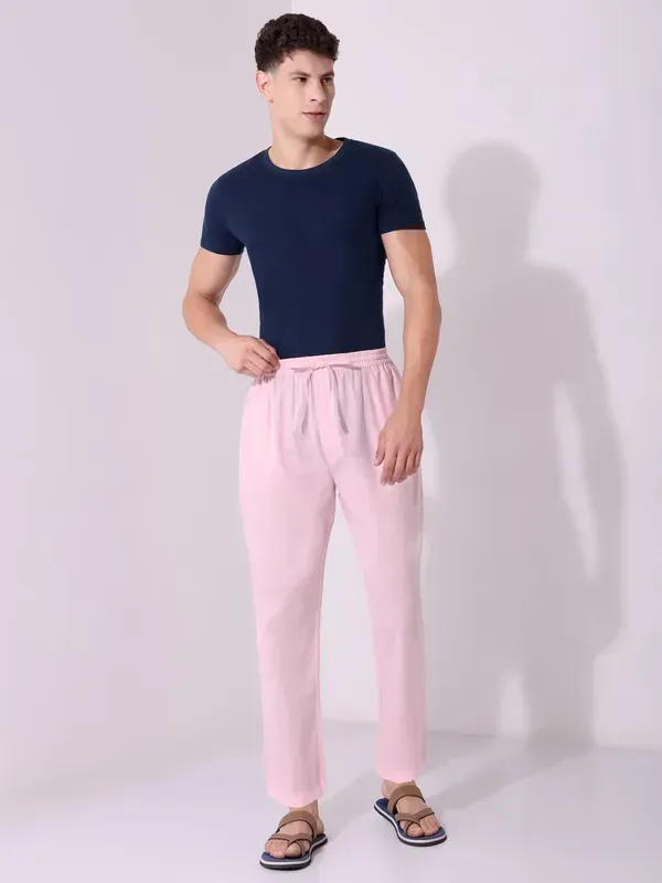 Men_S_Solid_Pink_Pure_Cotton_Pajama_Comfortable_Loungewear_Casual_Pants