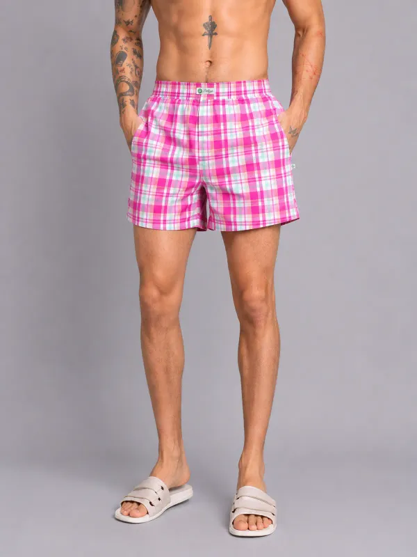 White_Mint_Check_Modern_Relaxed_Boxer_Shorts_For_Men