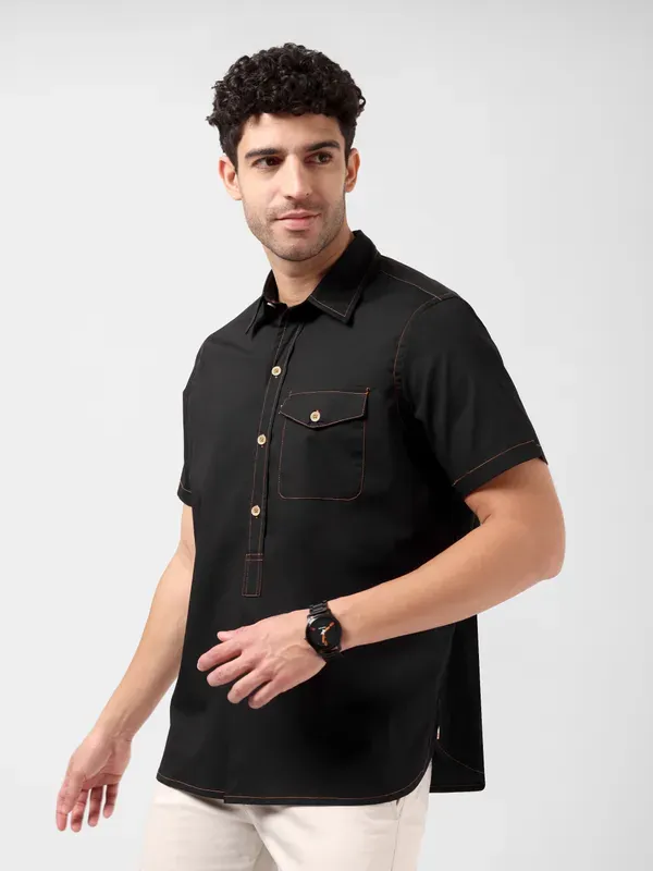 Minjar_Men_S_Cotton_Black_Kurta_Shirt_Breathable_Fabric_Relaxed_Fit_M_More