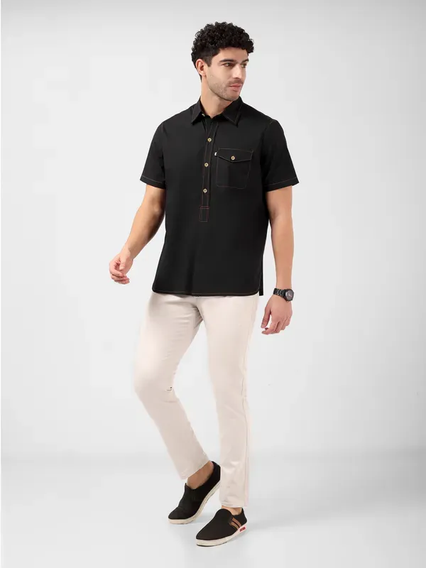 Minjar_Men_S_Cotton_Black_Kurta_Shirt_Breathable_Fabric_Relaxed_Fit_M_More