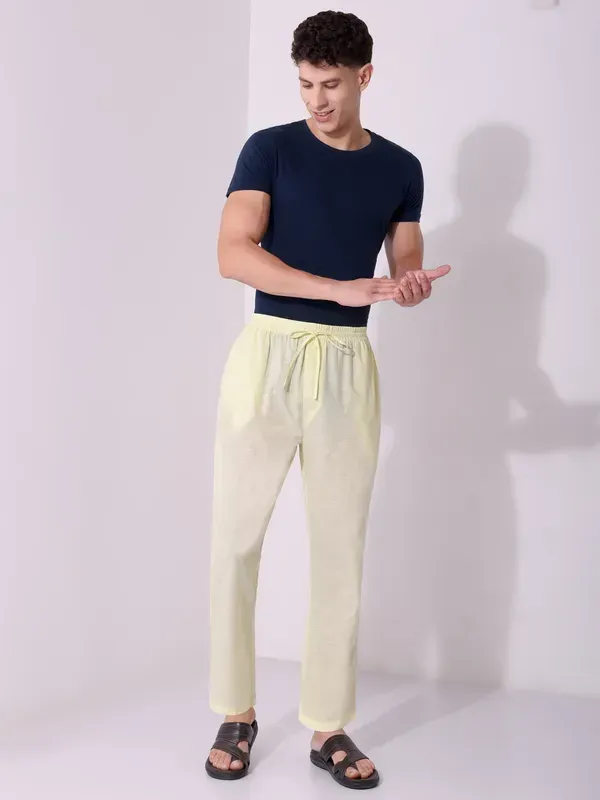 Men_S_Solid_Light_Yellow_Pure_Cotton_Pajama_Comfortable_Loungewear_Casu