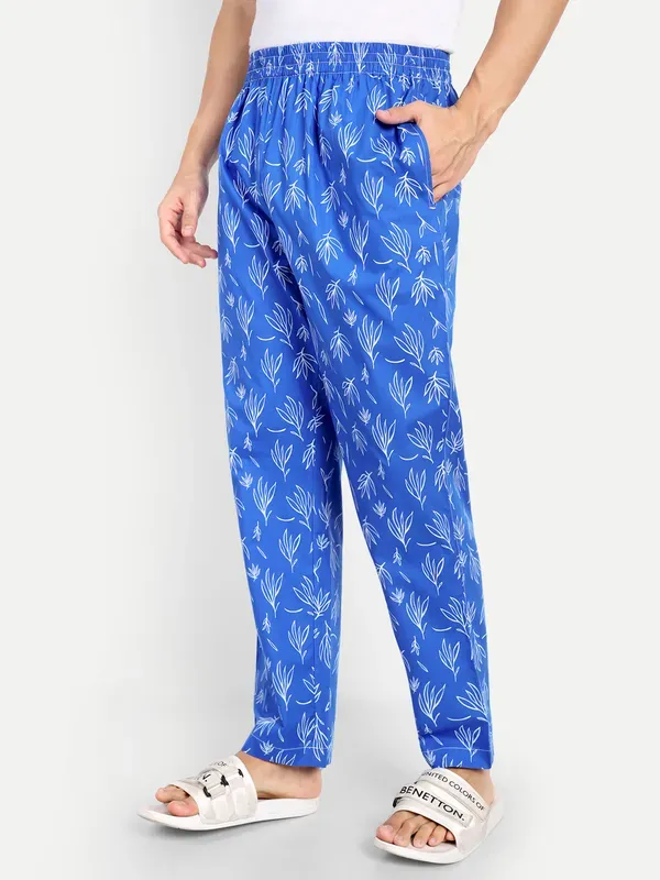 Blue_Leaf_Print_Pure_Cotton_Modern_Relaxed_Pajama_For_Men