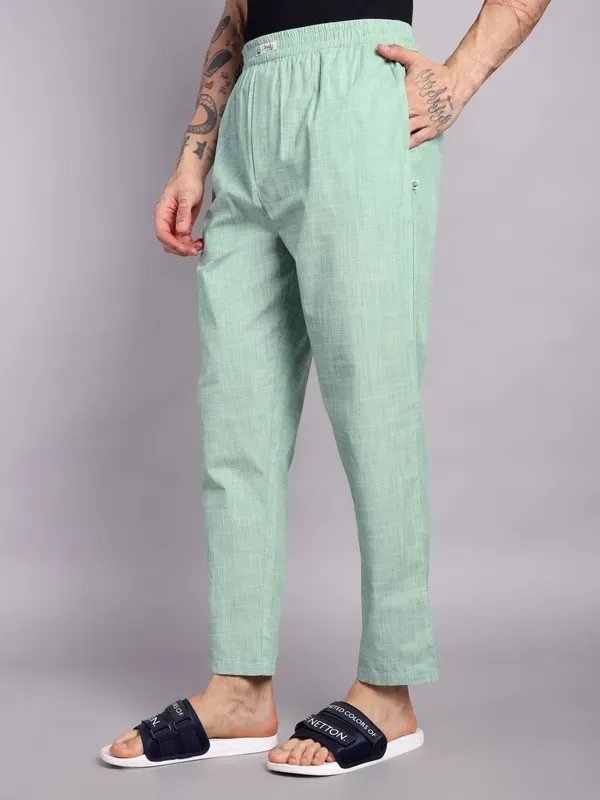 Pure_Cotton_Pajama_Pants_Mint_Green_Elastic_Waist_Casual_Loungewear