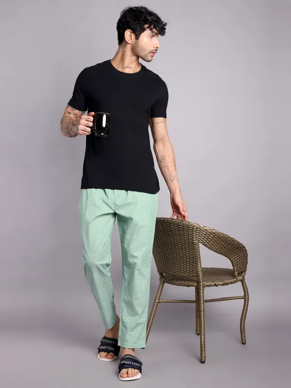 Pure_Cotton_Pajama_Pants_Mint_Green_Elastic_Waist_Casual_Loungewear