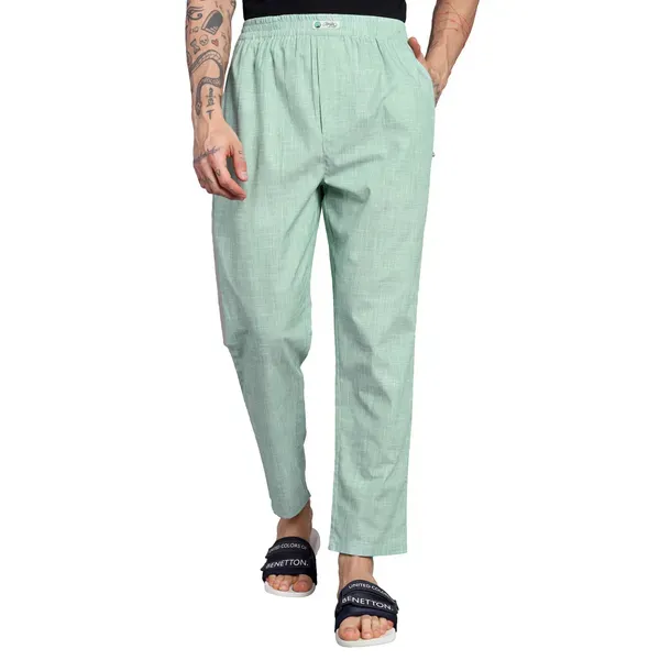 Pure_Cotton_Pajama_Pants_Mint_Green_Elastic_Waist_Casual_Loungewear
