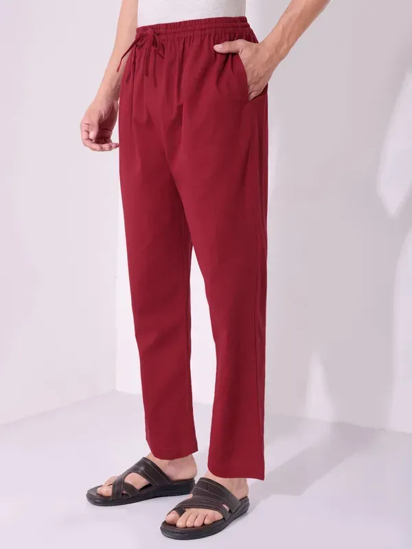 Men_S_Solid_Mehroon_Pure_Cotton_Pajama_Comfortable_Loungewear_Casual_Pa