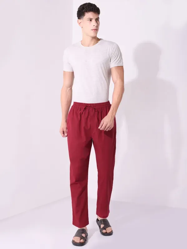 Men_S_Solid_Mehroon_Pure_Cotton_Pajama_Comfortable_Loungewear_Casual_Pa