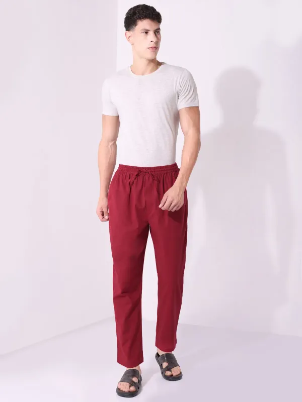 Men_S_Solid_Mehroon_Pure_Cotton_Pajama_Comfortable_Loungewear_Casual_Pa