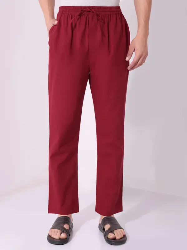 Men_S_Solid_Mehroon_Pure_Cotton_Pajama_Comfortable_Loungewear_Casual_Pa
