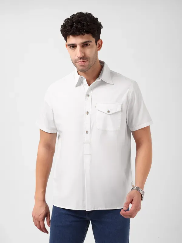 Minjar_Men_S_White_Solid_Cotton_Kurta_Shirt_Breathable_Fabric_Relaxed_F