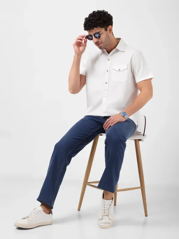 Minjar_Men_S_White_Solid_Cotton_Kurta_Shirt_Breathable_Fabric_Relaxed_F
