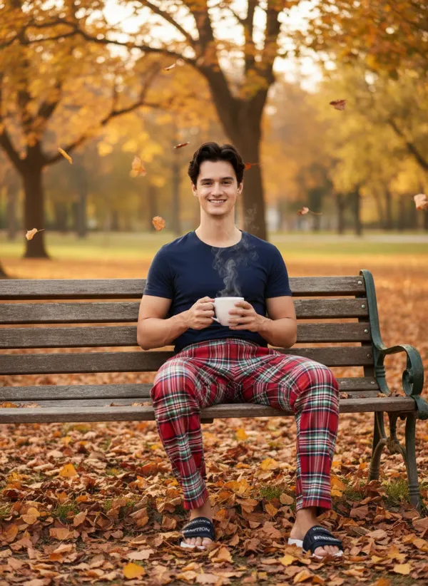 Multicolor_Red_Check_Pure_Cotton_Modern_Relaxed_Pajama_For_Men