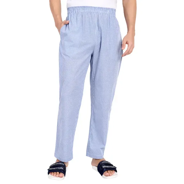 White_Blue_Ghimgham_Check_Mini_Pure_Cotton_Modern_Relaxed_Pajama_For_Men