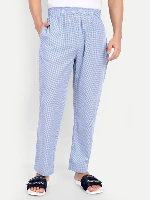 White_Blue_Ghimgham_Check_Mini_Pure_Cotton_Modern_Relaxed_Pajama_For_Men