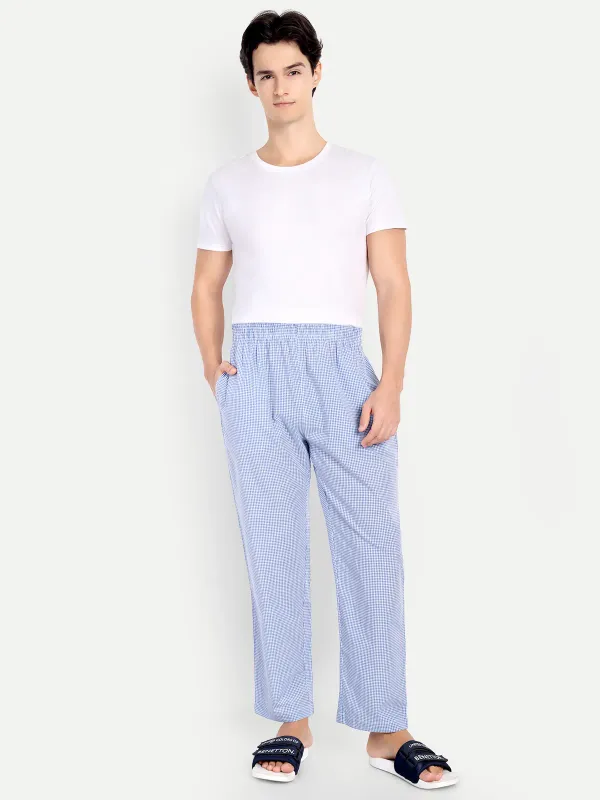 White_Blue_Ghimgham_Check_Mini_Pure_Cotton_Modern_Relaxed_Pajama_For_Men
