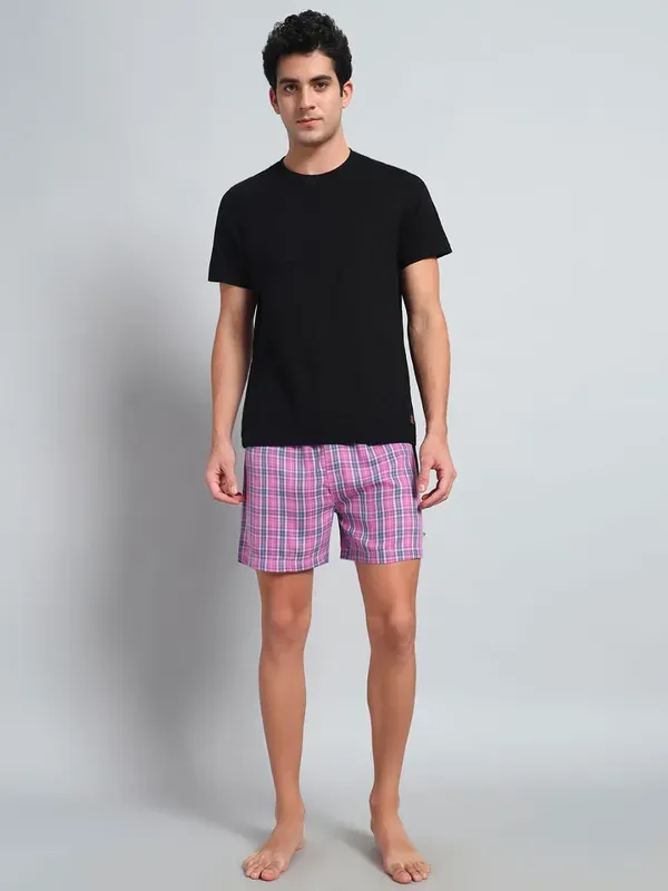 Peach_Pink_Blue_Check_Modern_Relaxed_Boxer_Shorts_For_Men