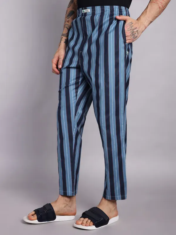 Men_S_Striped_Pure_Cotton_Pajama_Pants_Blue_And_Navy_Elastic_Waist_Ankle_More