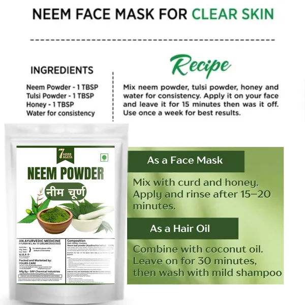 7Herbmaya_Pure_Neem_Powder_|_Supports_Acne_Control,_Skin_Detox_&_Scalp_Health__Powder_for_Eating,_Face_Pack,_Tooth,_Skin,_Hair,_Drinking