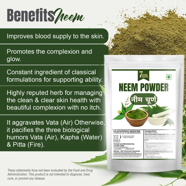 7Herbmaya_Pure_Neem_Powder_|_Supports_Acne_Control,_Skin_Detox_&_Scalp_Health__Powder_for_Eating,_Face_Pack,_Tooth,_Skin,_Hair,_Drinking
