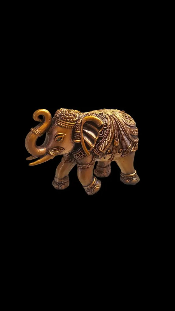 Gold_Mdf__Elephant_Showpiece_Pooja_And_Religious_Worship