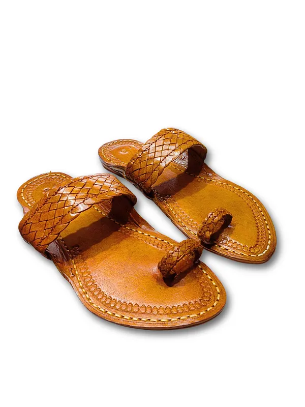 Tan_Leather_Chatai_Patta_Kolhapuri_Sandals_For_Men