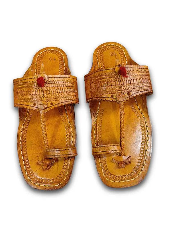 Tan_Leather_Traditional_Moja_Kolhapuri_Sandals_For_Men