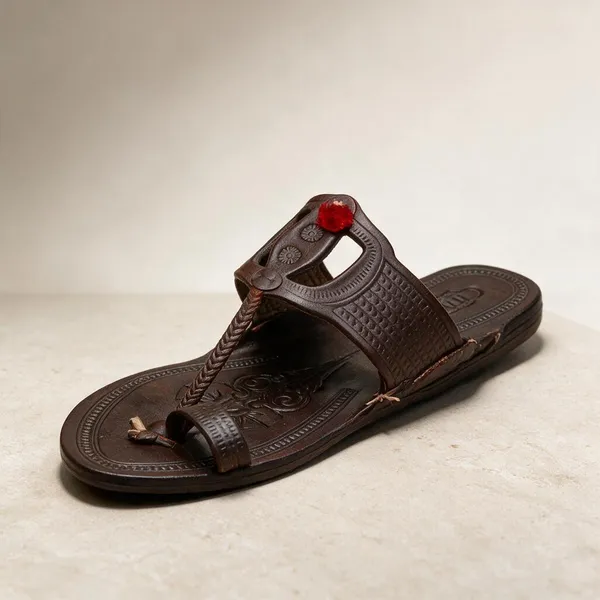 Brown_Traditional_Toe_Loop_Sandals_For_Men