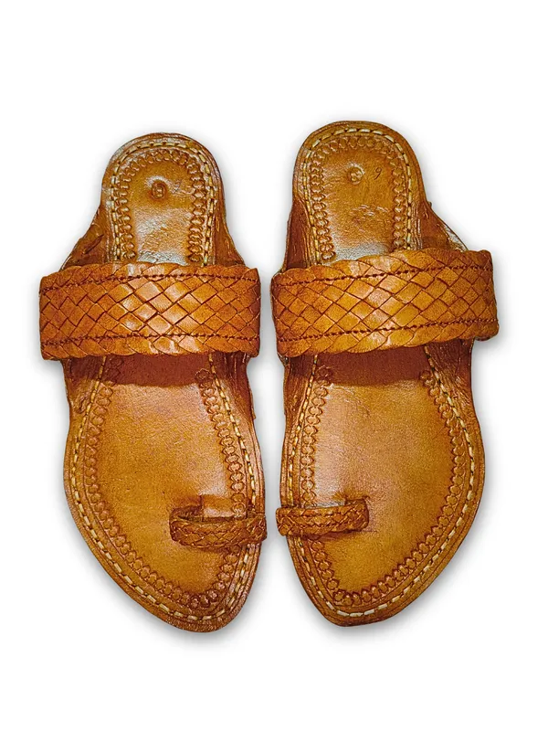 Tan_Leather_Chatai_Patta_Kolhapuri_Sandals_For_Men