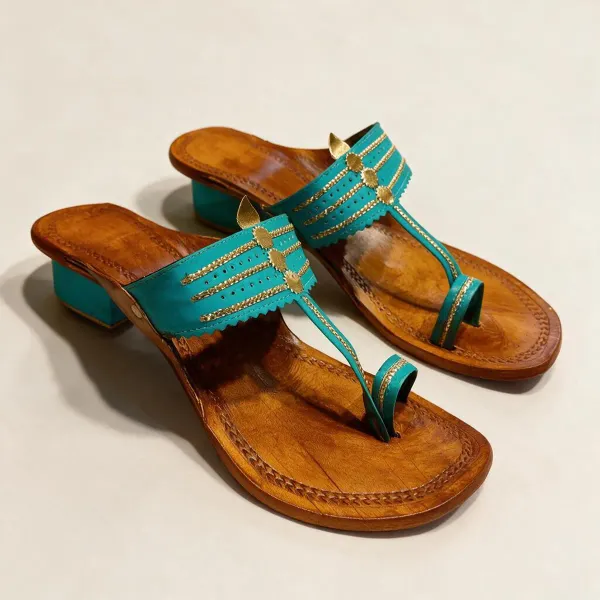 Ethnic_Festive_Heel_Kolhapuri_Sandals_Turquoise_
