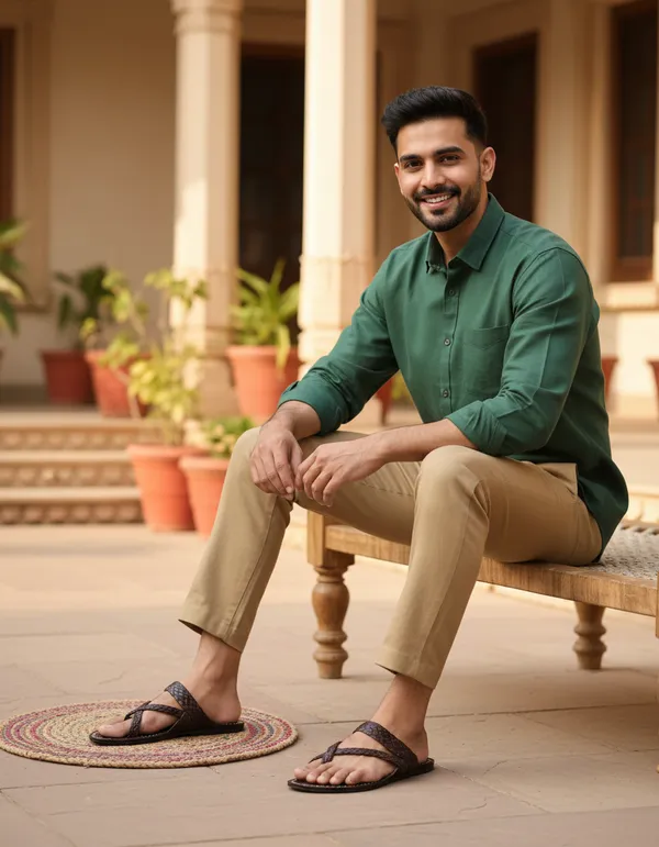 Brown_Chapti_Criss_Cross_Leather_Braided_Sandals_For_Men