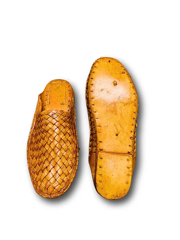 Tan_Woven_Leather_Banerjee_Slip_On_Mules_For_Men