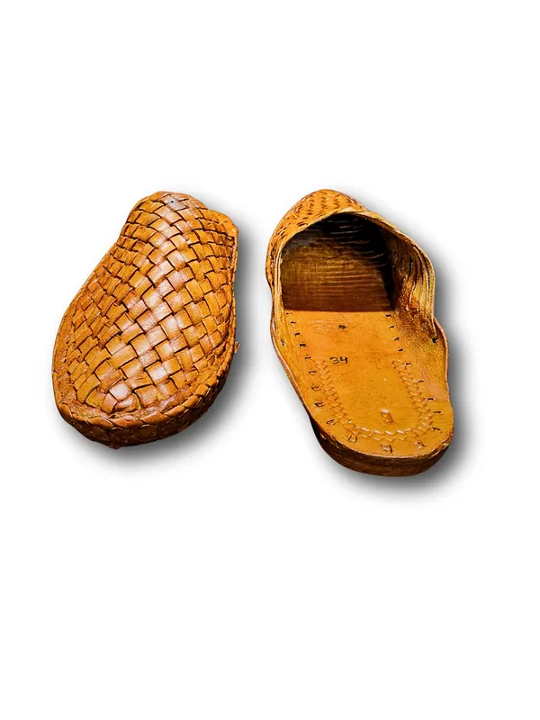 Tan_Woven_Leather_Banerjee_Slip_On_Mules_For_Men