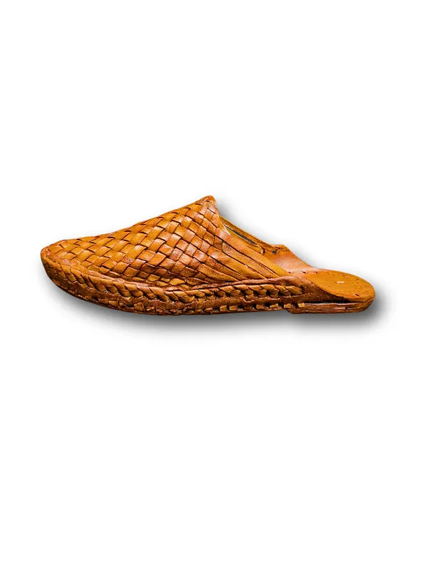 Tan_Woven_Leather_Banerjee_Slip_On_Mules_For_Men