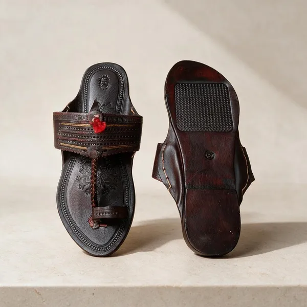 Brown_Zari_Leather_Kolhapuri_Sandals_For_Men