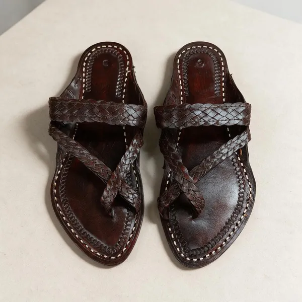 Brown_Chapti_Criss_Cross_Leather_Braided_Sandals_For_Men