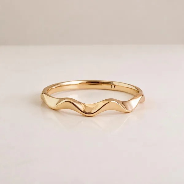 Gold_Stainless_Steel_Aurora_Wave_Bangle_For_Women