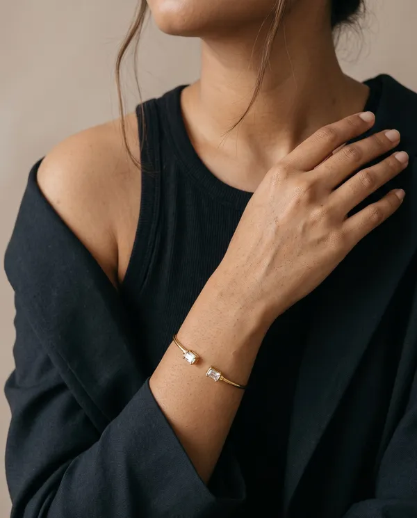 Gold_Stainless_Steel_Baguette_Cz_Twin_Open_Cuff_Bracelet_For_Women