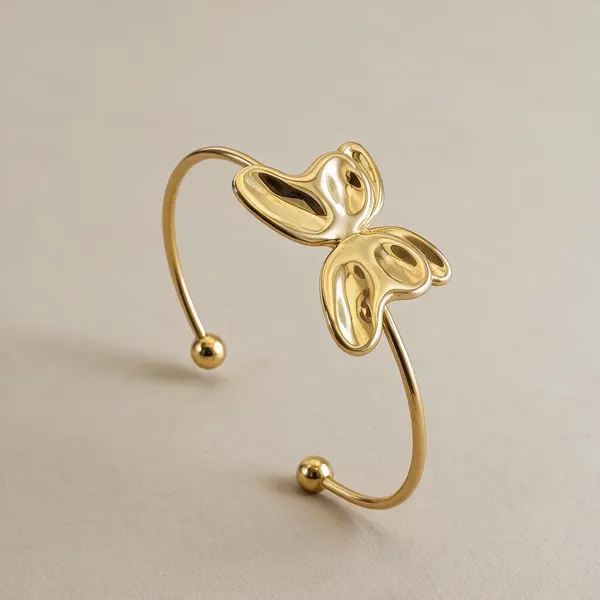 Gold_Stainless_Steel_Bloom_Flutter_Open_Cuff_Bracelet_For_Women