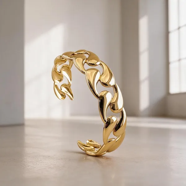 Gold_Stainless_Steel_Bold_Curb_Link_Open_Cuff_Bracelet_For_Women