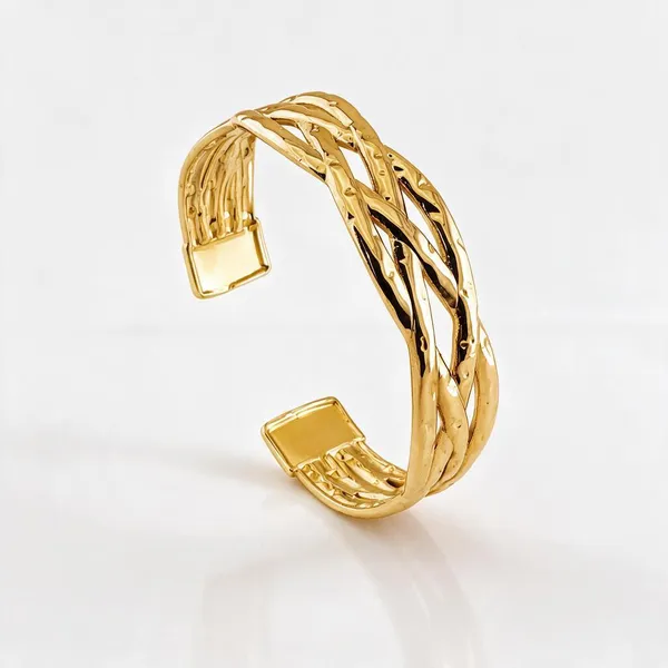 Gold_Stainless_Steel_Braided_Aura_Open_Cuff_Bracelet_For_Women