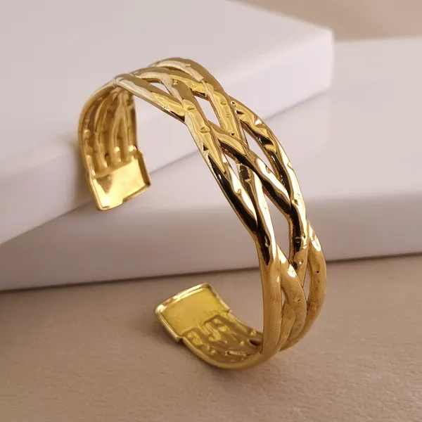 Gold_Stainless_Steel_Braided_Aura_Open_Cuff_Bracelet_For_Women