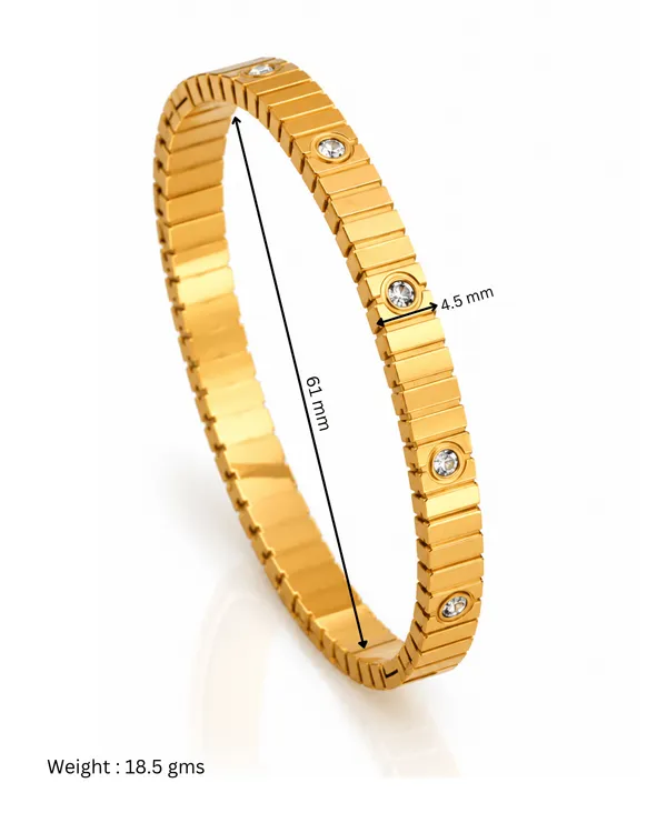 Gold_Stainless_Steel_Cz_Station_Side_Lock_Cuff_Bracelet_For_Women