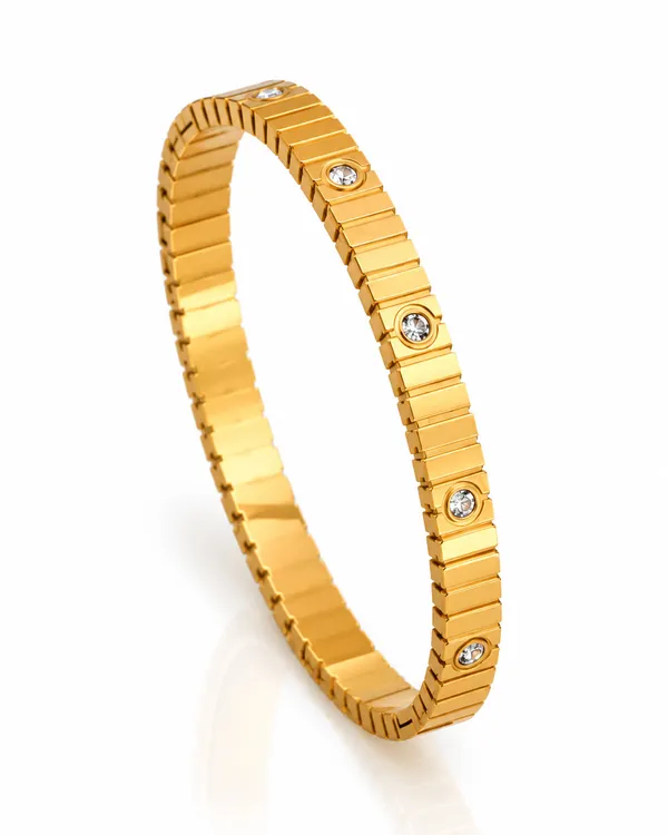 Gold_Stainless_Steel_Cz_Station_Side_Lock_Cuff_Bracelet_For_Women
