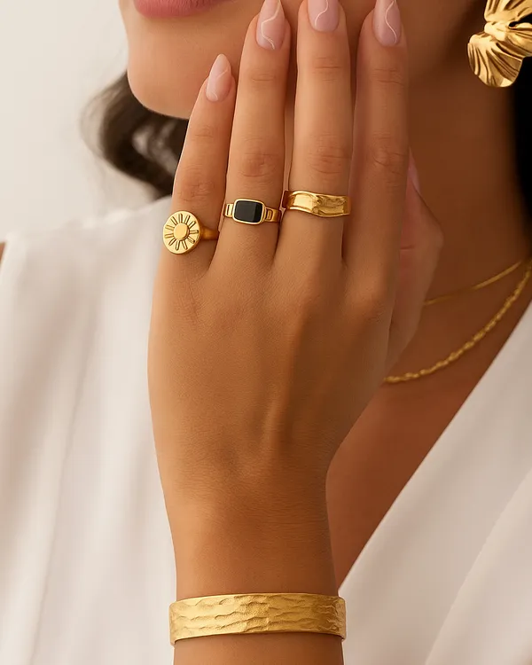 Gold_Stainless_Steel_Cascade_Texture_Open_Cuff_Bracelet_For_Women