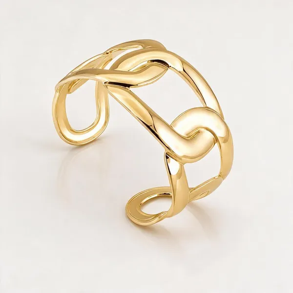Gold_Stainless_Steel_Chain_Link_Aura_Open_Cuff_Bracelet_For_Women
